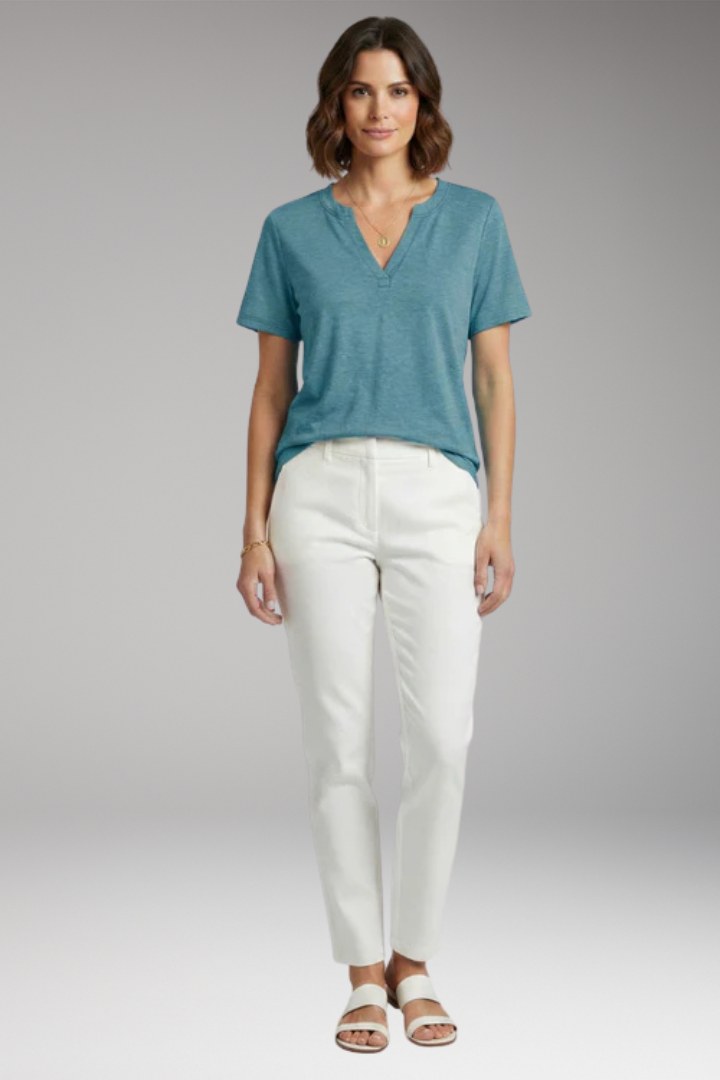 Women's V Neck T-Shirt with Short Sleeves