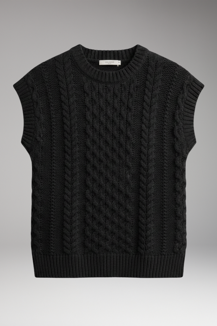 Women’s Vest with Round Neck and Textured Surface