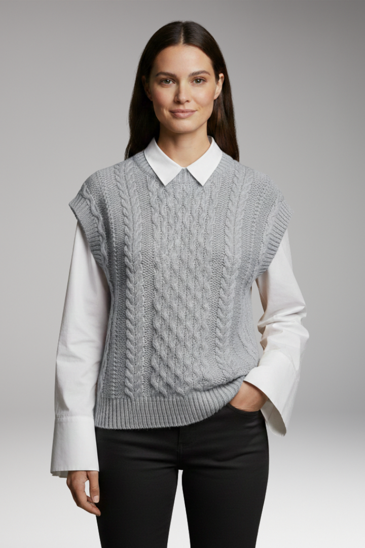 Women’s Vest with Round Neck and Textured Surface