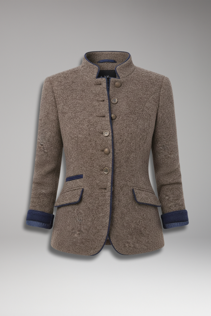 Women’s Vintage Inspired Blazer with Stand-Up Collar