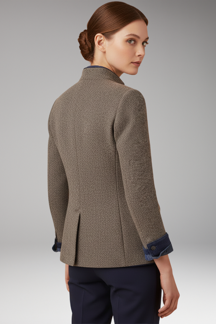 Women’s Vintage Inspired Blazer with Stand-Up Collar