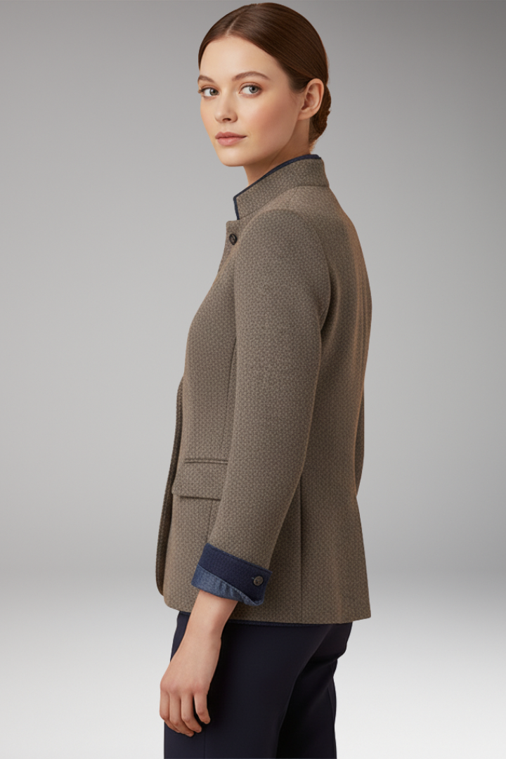 Women’s Vintage Inspired Blazer with Stand-Up Collar