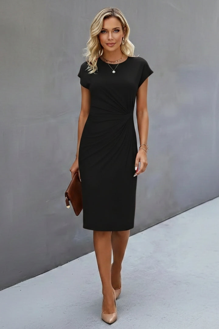 Women's Waist-Accentuated Style Dress with Short Sleeves