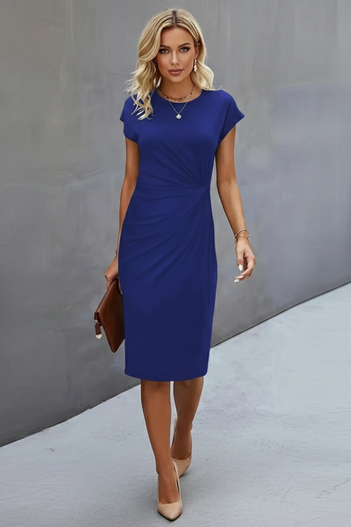 Women's Waist-Accentuated Style Dress with Short Sleeves