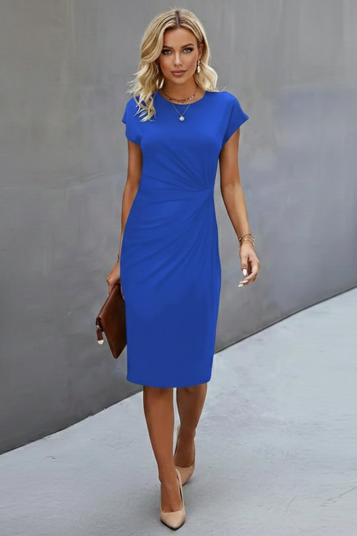 Women's Waist-Accentuated Style Dress with Short Sleeves