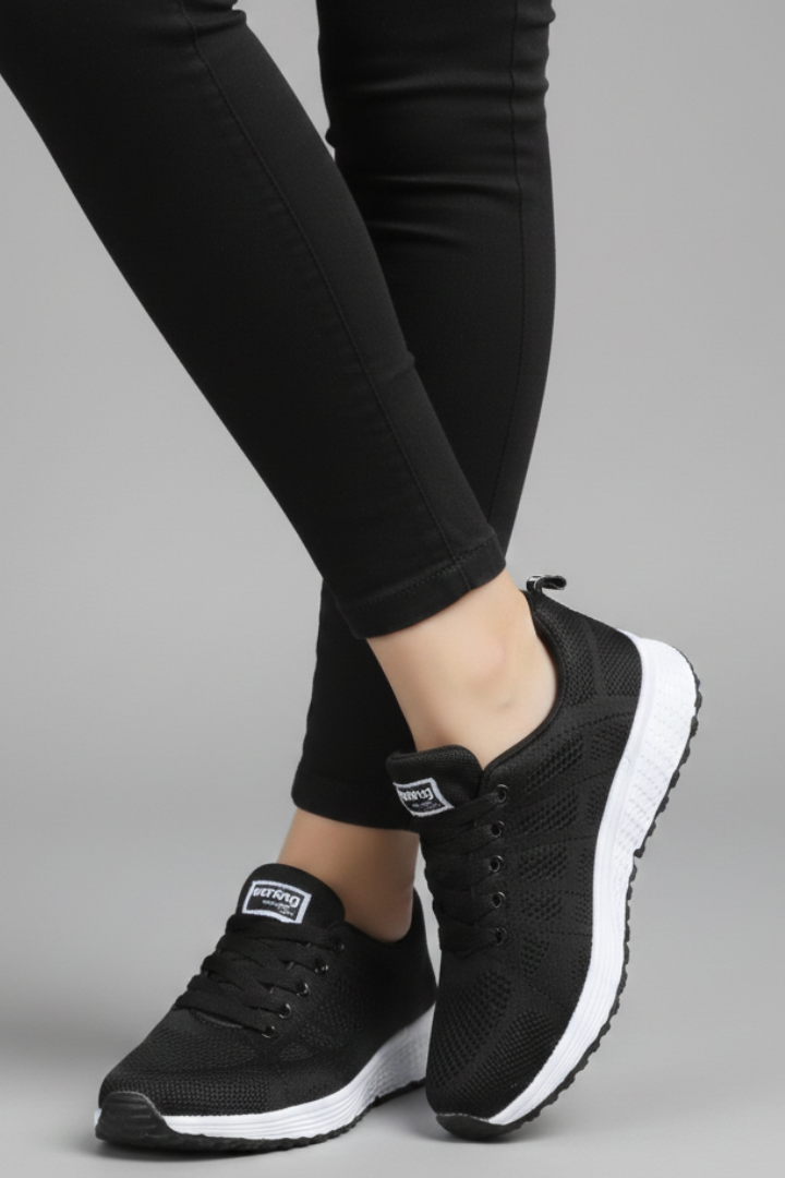 Women’s Walking Shoes with Lace-Up Closure and Mesh Upper