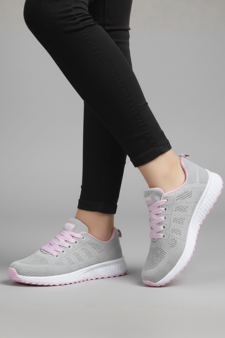 Women’s Walking Shoes with Lace-Up Closure and Mesh Upper
