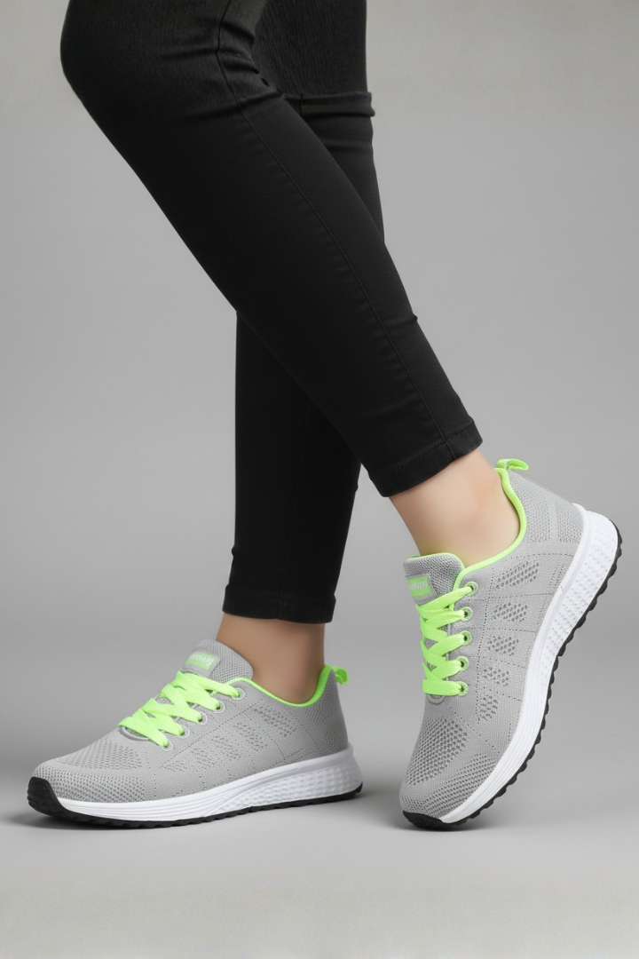 Women’s Walking Shoes with Lace-Up Closure and Mesh Upper