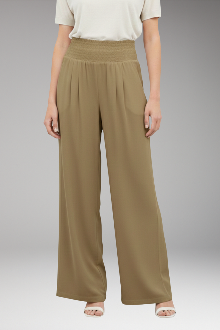 Women's Wide-Leg Trousers with High Waist and Tie Belt