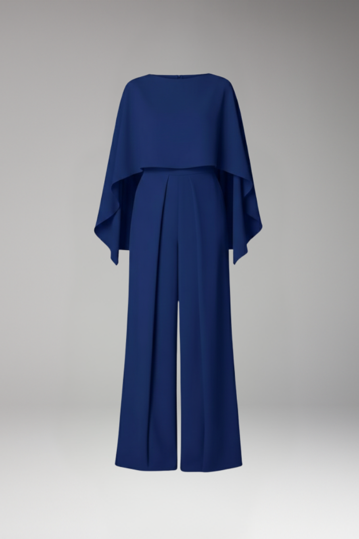 Women's Wide Leg Jumpsuit with Cape Sleeves