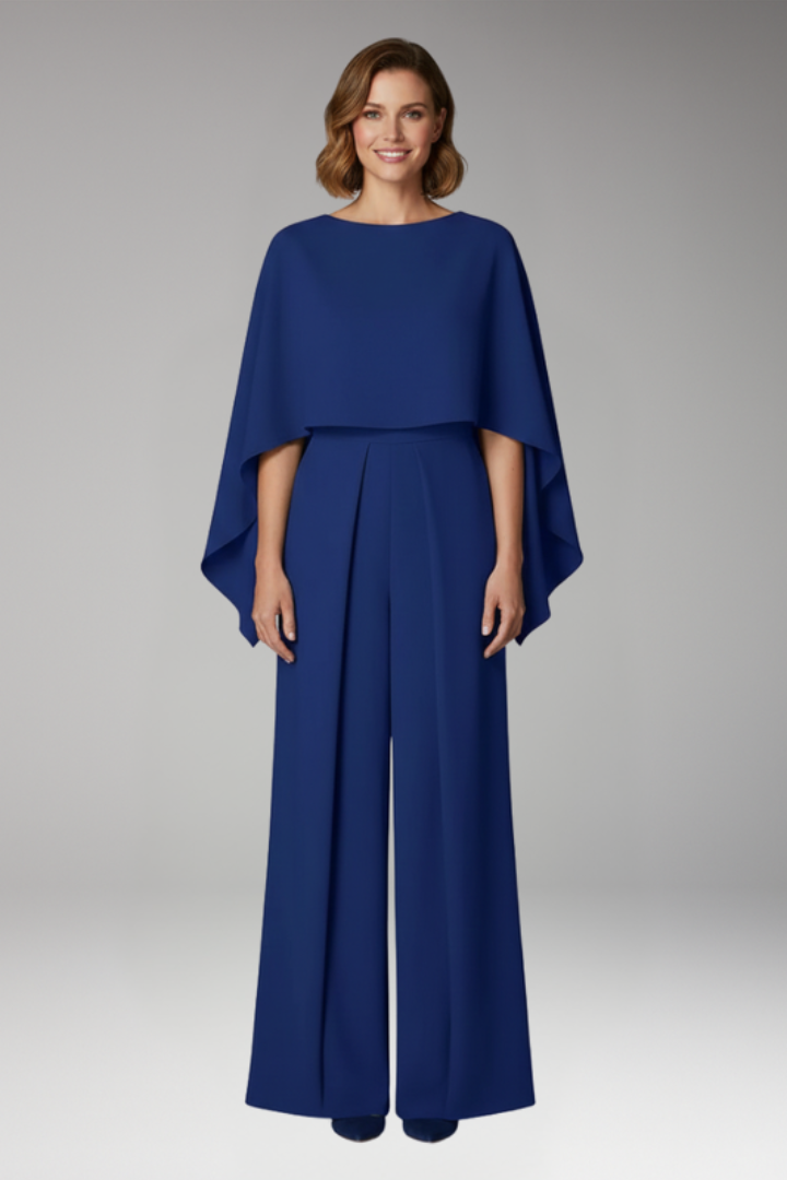 Women's Wide Leg Jumpsuit with Cape Sleeves