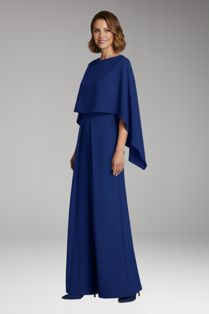 Women's Wide Leg Jumpsuit with Cape Sleeves