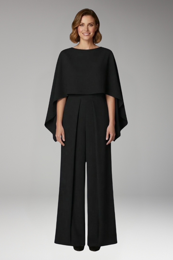Women's Wide Leg Jumpsuit with Cape Sleeves