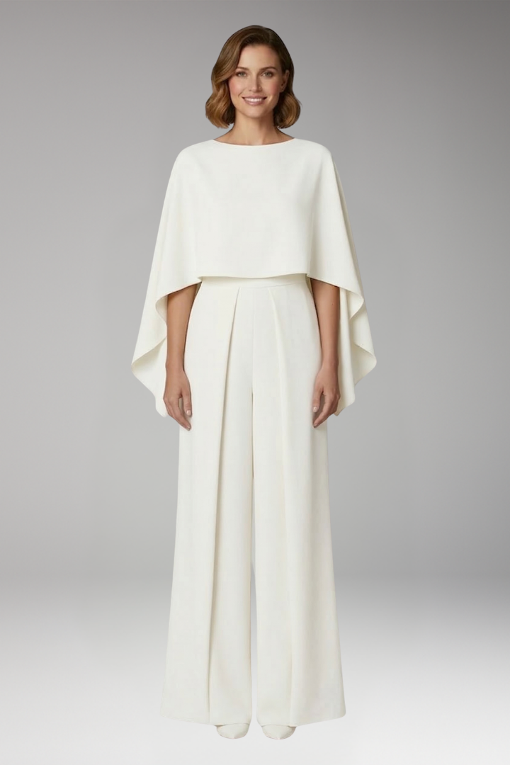Women's Wide Leg Jumpsuit with Cape Sleeves