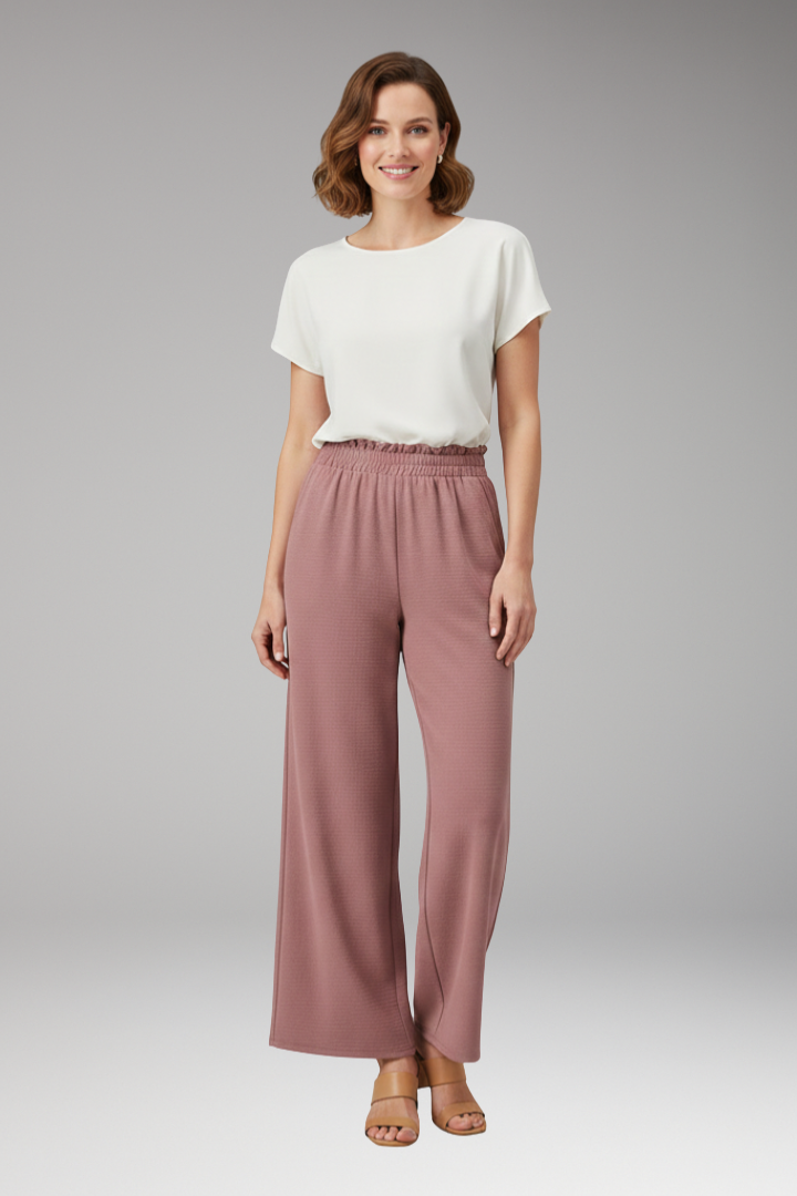 Women's Wide Leg Palazzo Trousers with Elastic Waist