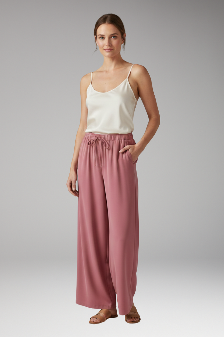 Women's Wide Leg Palazzo Trousers with Side Pockets