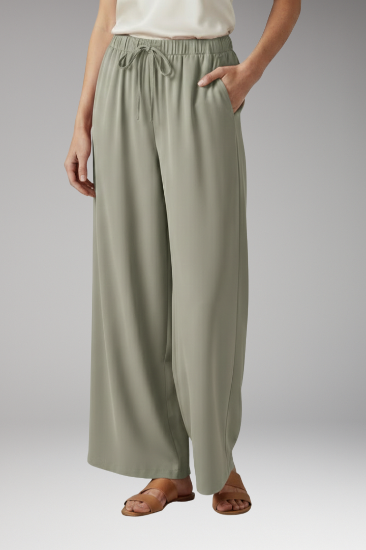 Women's Wide Leg Palazzo Trousers with Side Pockets