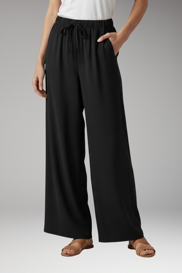 Women's Wide Leg Palazzo Trousers with Side Pockets