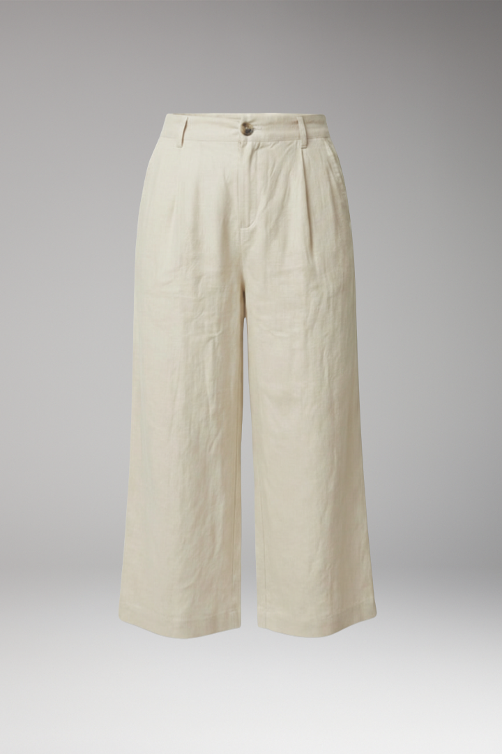 Women's Wide Leg Trousers with Button Waist