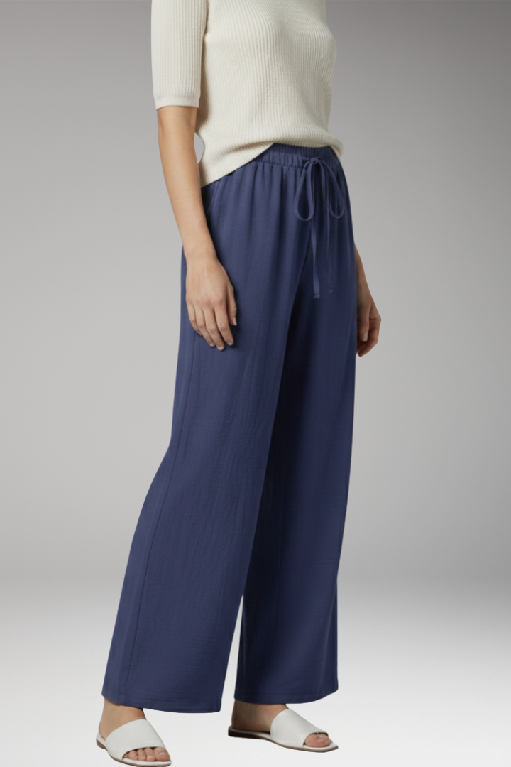 Women's Wide Leg Trousers with Drawstring Waist