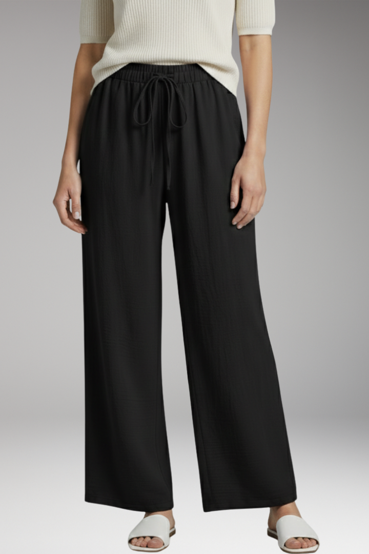 Women's Wide Leg Trousers with Drawstring Waist