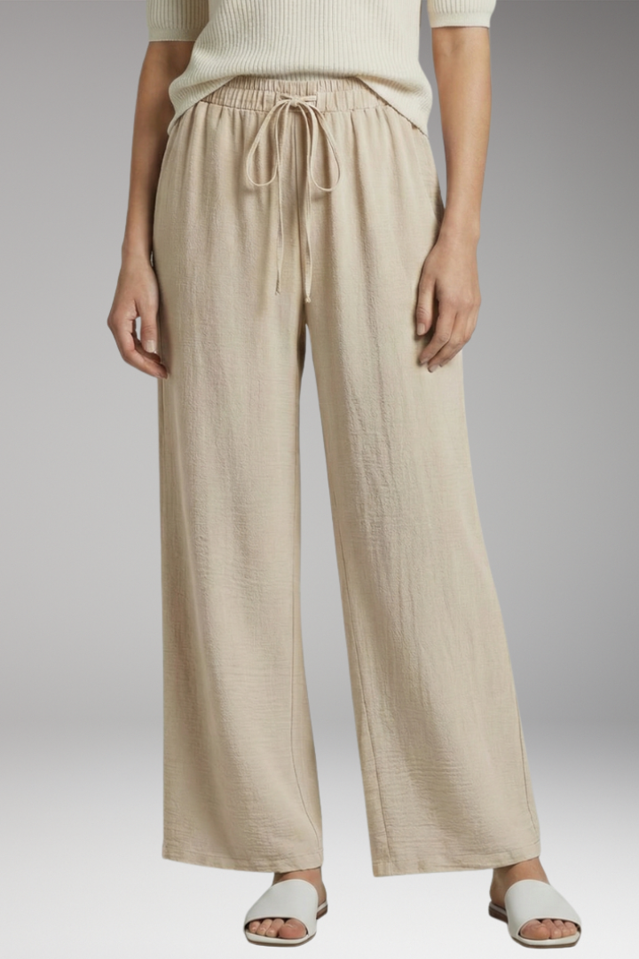 Women's Wide Leg Trousers with Drawstring Waist