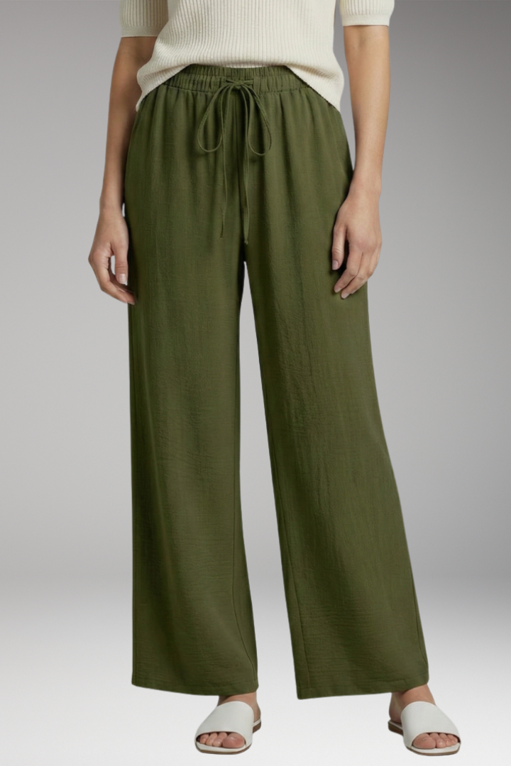 Women's Wide Leg Trousers with Drawstring Waist
