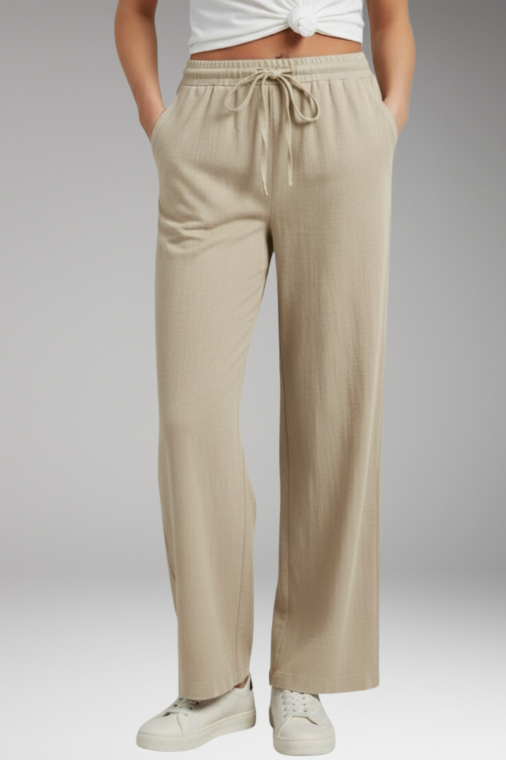 Women's Wide Leg Trousers with Drawstring