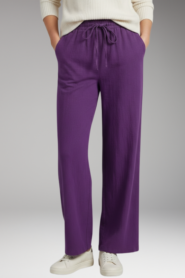Women's Wide Leg Trousers with Drawstring