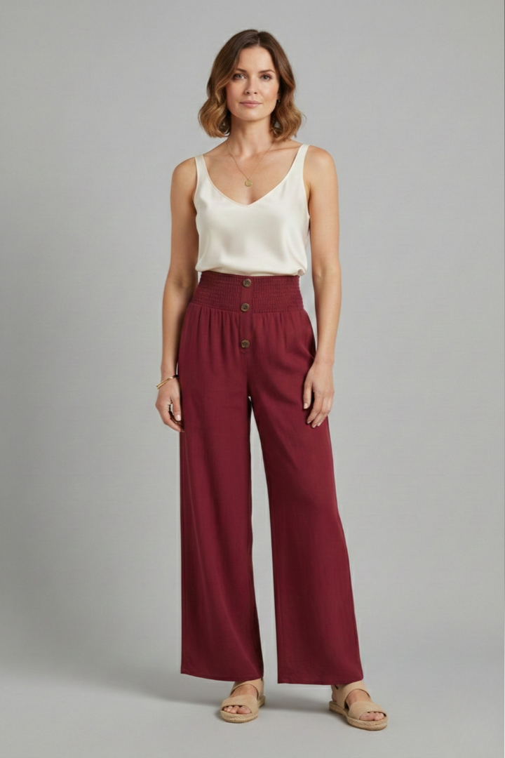 Women's Wide Leg Trousers with Elastic Waist