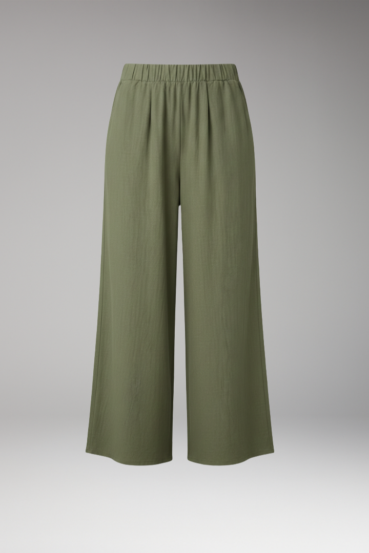Women's Wide Leg Trousers with Elastic Waistband