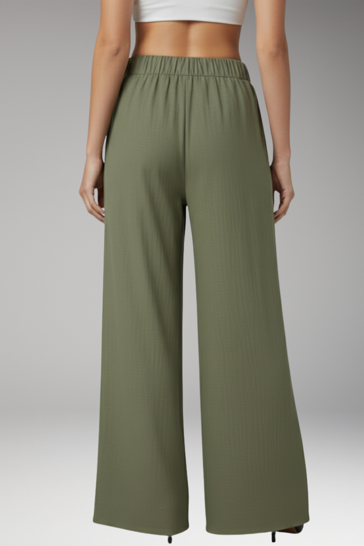 Women's Wide Leg Trousers with Elastic Waistband