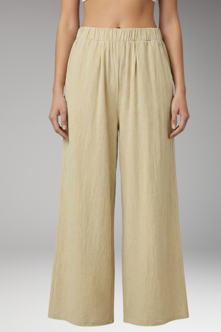 Women's Wide Leg Trousers with Elastic Waistband