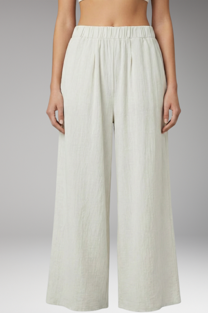 Women's Wide Leg Trousers with Elastic Waistband