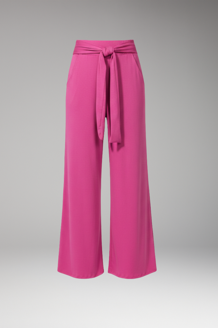 Women's Wide Leg Trousers with Tie Waist and Side Pockets