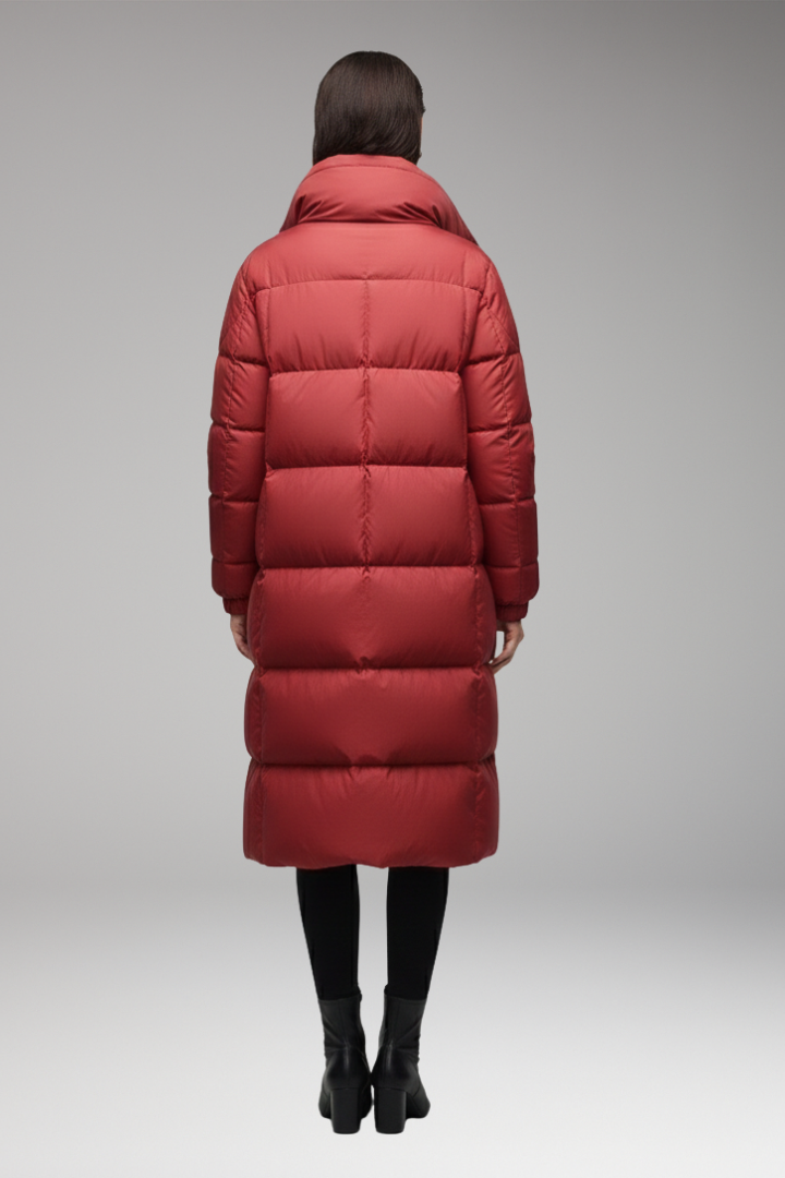 Women’s Winter Coat with High Collar and Quilted Surface