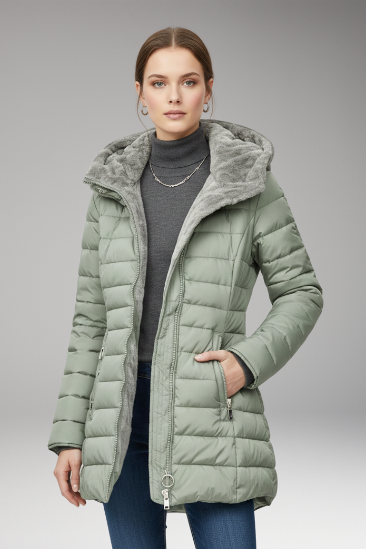 Women’s Winter Coat with Hood and Zipper