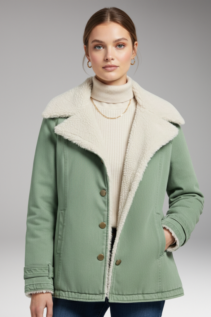 Women’s Winter Jacket with High Collar and Zipper