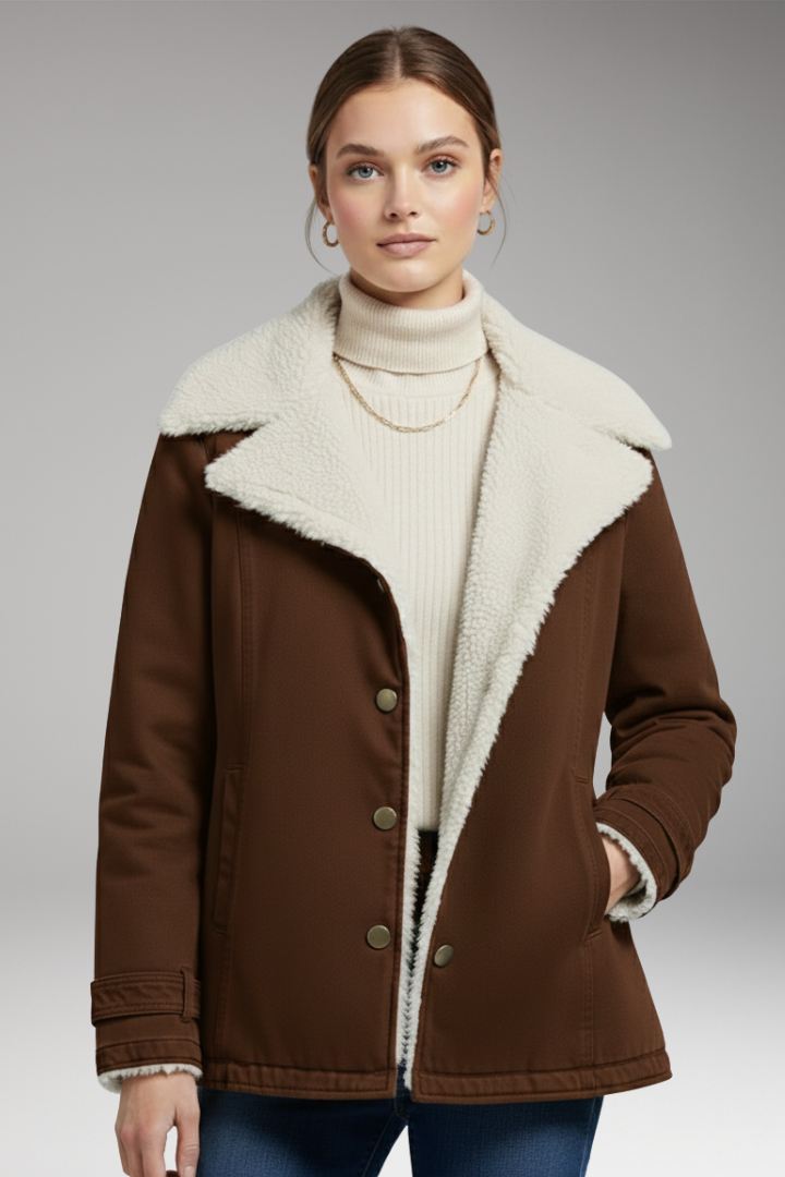 Women’s Winter Jacket with High Collar and Zipper