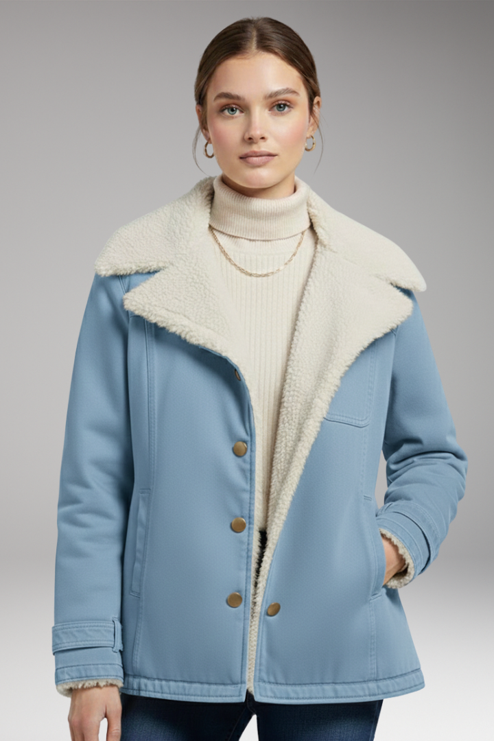 Women’s Winter Jacket with High Collar and Zipper