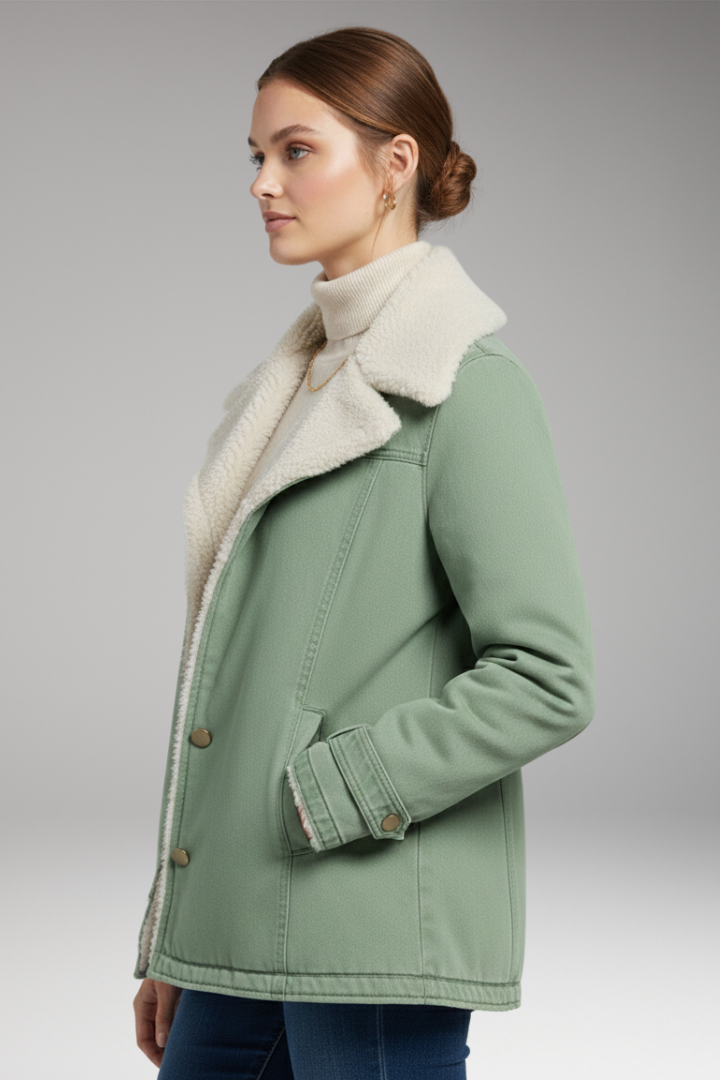 Women’s Winter Jacket with High Collar and Zipper
