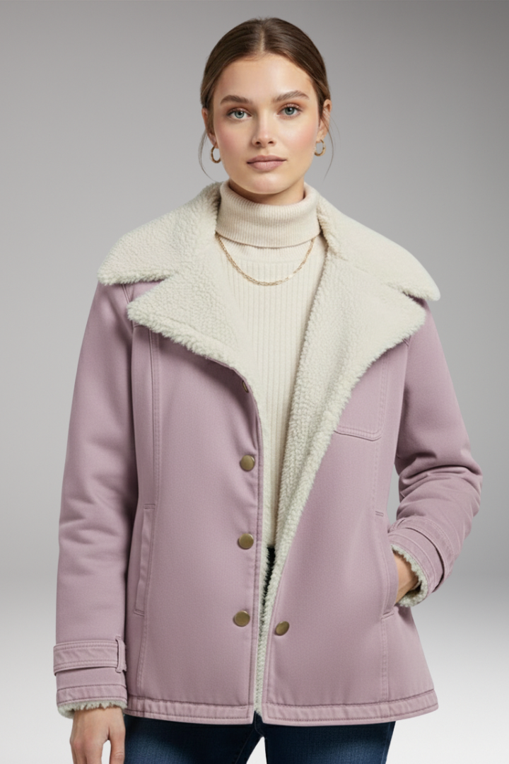 Women’s Winter Jacket with High Collar and Zipper