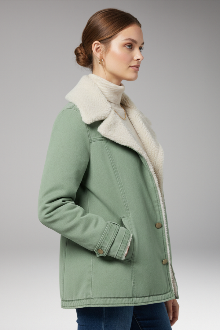Women’s Winter Jacket with High Collar and Zipper