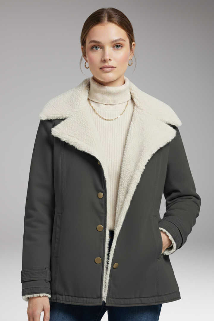 Women’s Winter Jacket with High Collar and Zipper