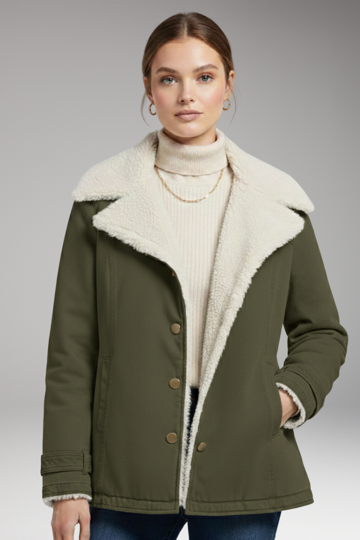 Women’s Winter Jacket with High Collar and Zipper