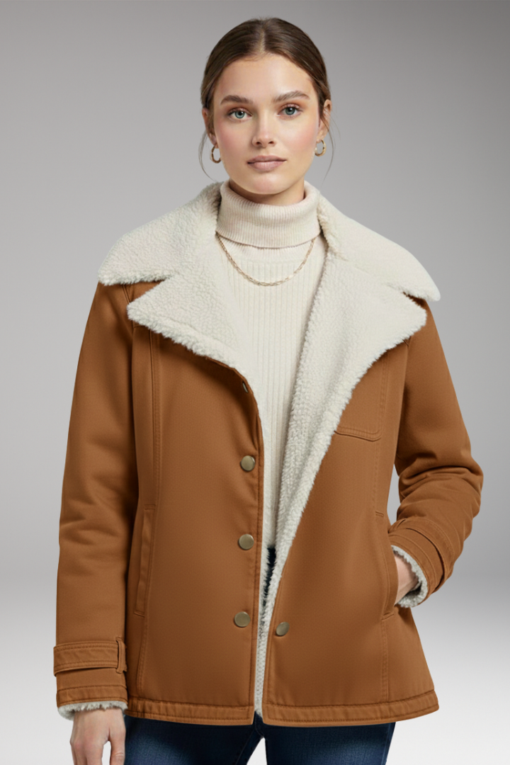 Women’s Winter Jacket with High Collar and Zipper