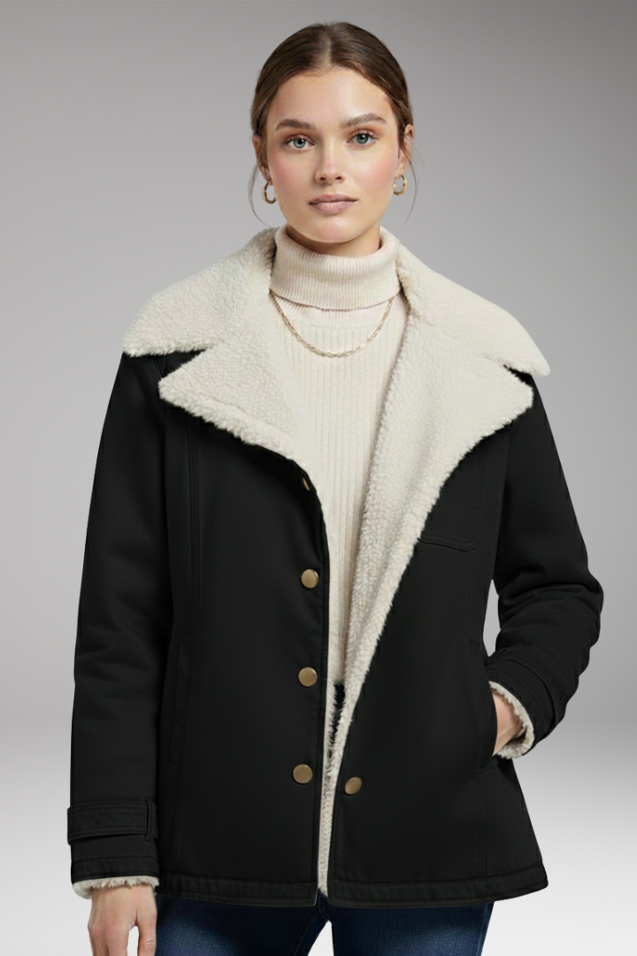 Women’s Winter Jacket with High Collar and Zipper