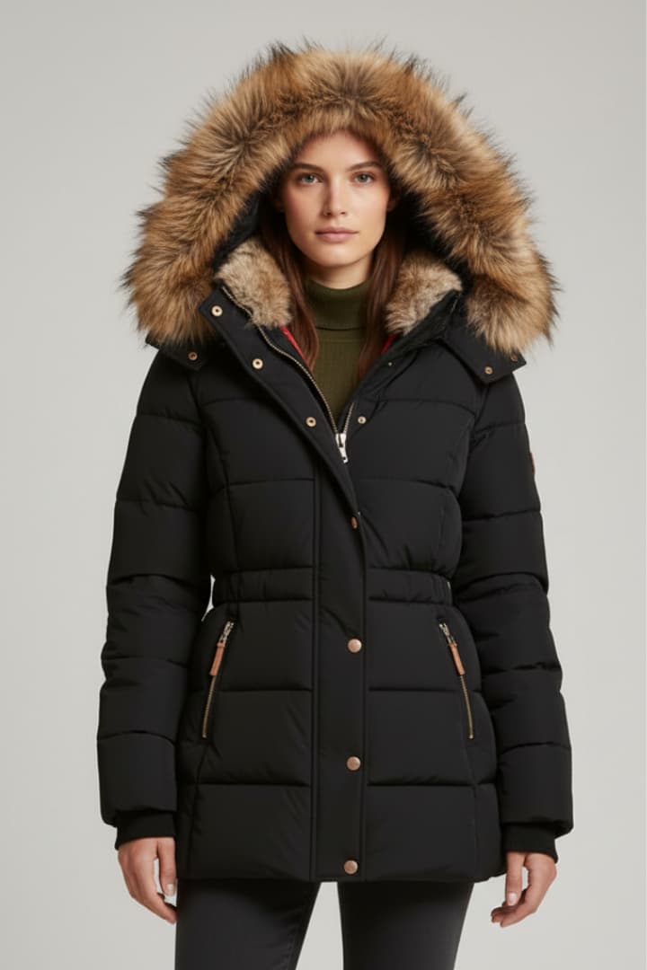 Women’s Winter Jacket with Hood and Faux Fur Lining