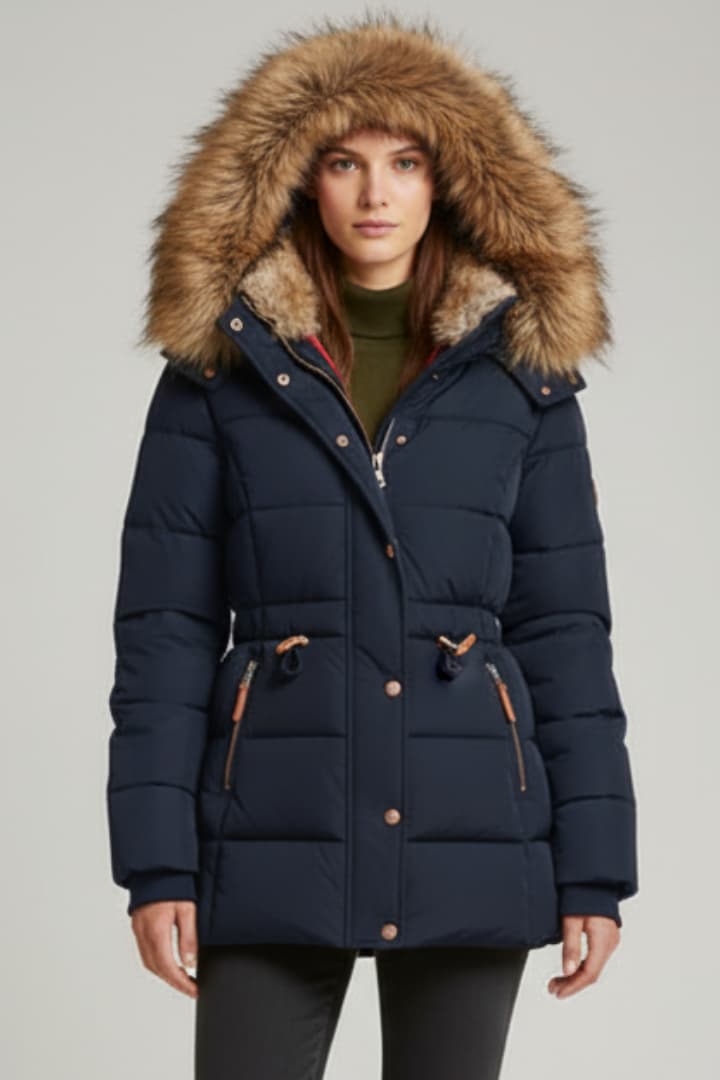 Women’s Winter Jacket with Hood and Faux Fur Lining