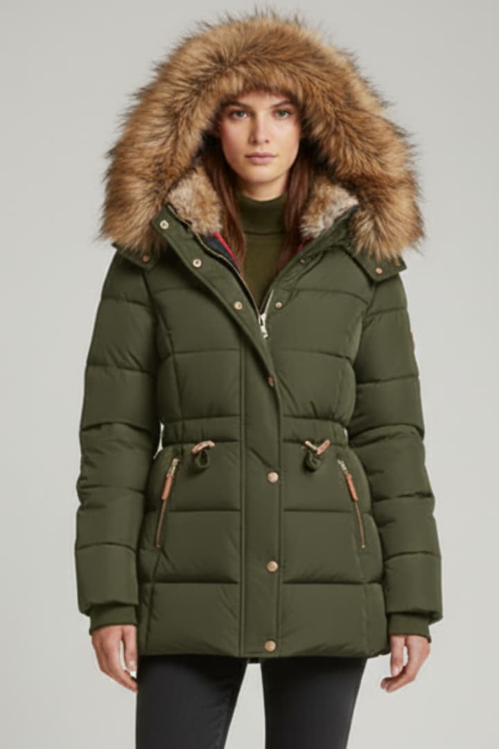 Women’s Winter Jacket with Hood and Faux Fur Lining